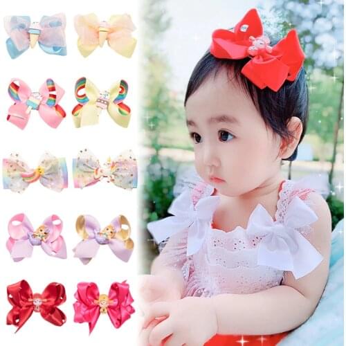 14 PCS/LOT, 2021 Spring Summer Ice Cream Ribbon Bow Hair Clips, Boutique Twisted Hair Bow Clips , Baby Girls Hair Accessories