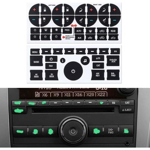 2 Sheets Replacement Car Dash AC Central Control Panel Button Repair Sticker For Chevy GMC Decals