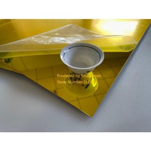 2MM Titanium Gold Mirror Acrylic Square Sheet Plastic Pier Glass Hotel Decorative Lens Plexiglass Not Easy To Broken 200*200mm