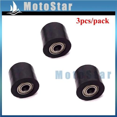3x Motorcycle Rubber 10mm Black Chain Tensioner Pulley Roller For Chinese Pit Pro Trail Motor Dirt Bike Motocross