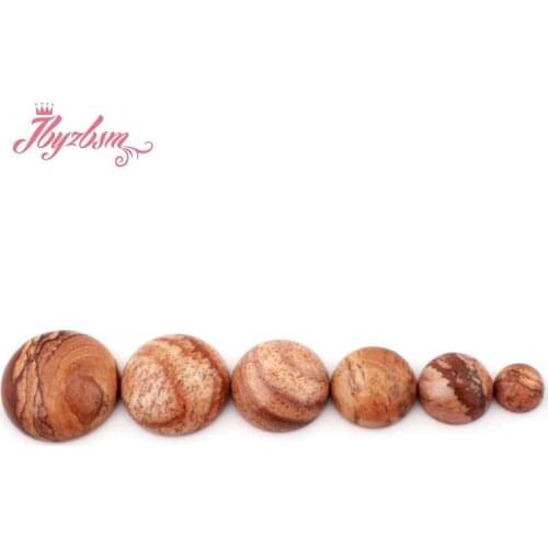 Coin Picture Jaspers CAB Cabochon Flatback Dome Undrilled Natural Stone Beads For DIY Pandandt Earring Ring Jewelry Making 5pc