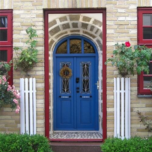 77x200cm Creative Waterproof House Door Sticker Custom Size DIY Art Wall Renovation Decoration Home Gate Decorative For Festival