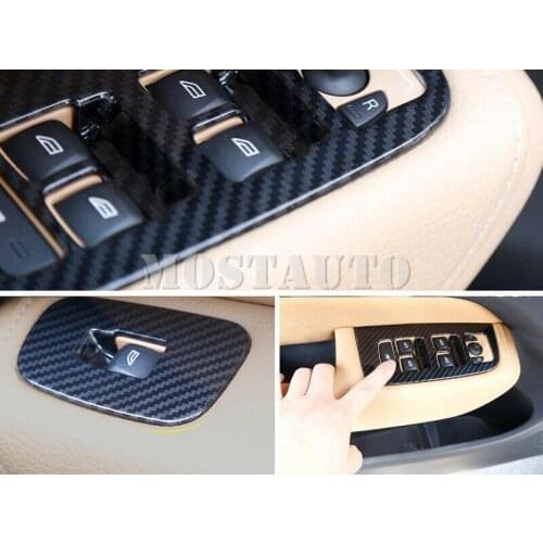 ABS Carbon Fiber Interior Window Lift Cover Trim For Volvo XC60 Second generation 2018-2019 4pcs Car Accessories Interior