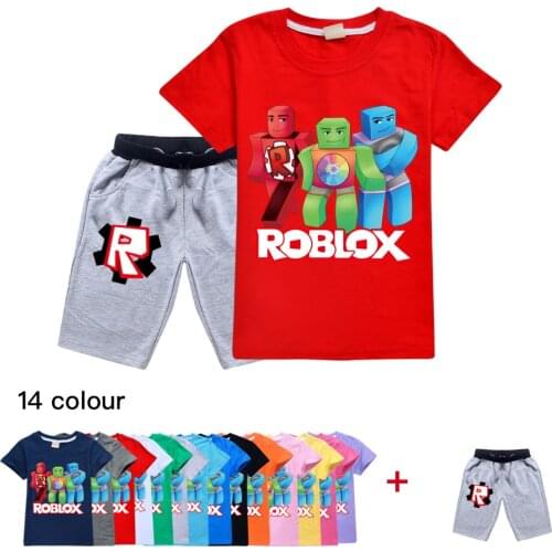 Children Robloxing Clothes Fashion Summer Baby Girls Boys SPorts T-Shirt Shorts 2Pcs/Sets Toddler Cotton Kids Relaxation Suits