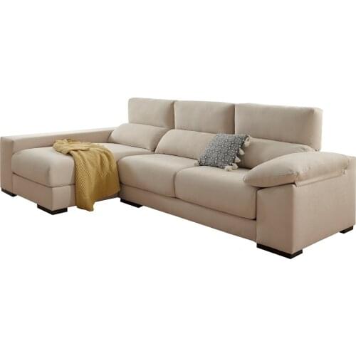 Chaiselongue-sofa with Arcon-Extensible and recliner-3 position-kamasof-model Azor-made in Spain-chaiselong IZQ
