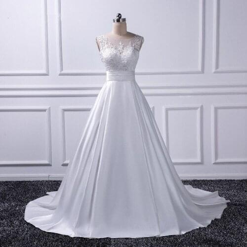 Elegant white Wedding Dress Sleeveless Bride Dress Appliques Vestido De Noiva Wedding Bride Dress Wedding Gowns