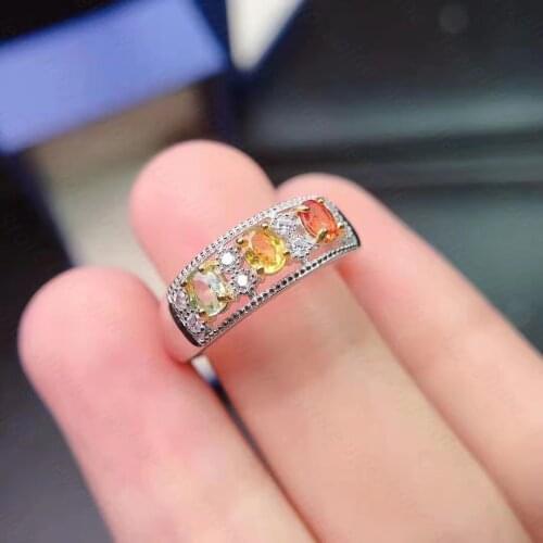 Natural color sapphire ring 925 silver womens ring simple atmosphere and long flowing style