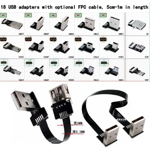 FFC Micro MINI USB FPV Thin Thin Flat Soft flexible FPC charge Cable for FPV brushless handheld Gimbal monitor