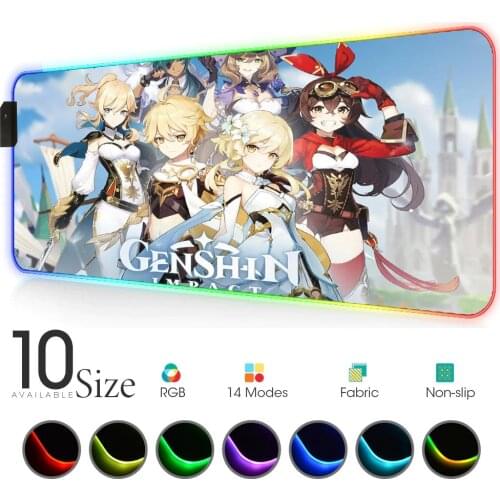 Genshin Impact Kawaii Gaming Rgb Rug Led Pad Gel Mouse Pad Desk with Backlight Mouse Mat Mouse Pad Gaming Mouse Deskmat Office