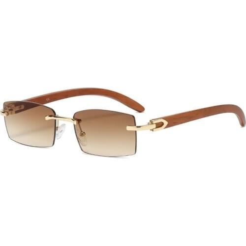Fashion small rectangle sunglasses women rimless square sun glasses 2021 summer style female uv400 green brown