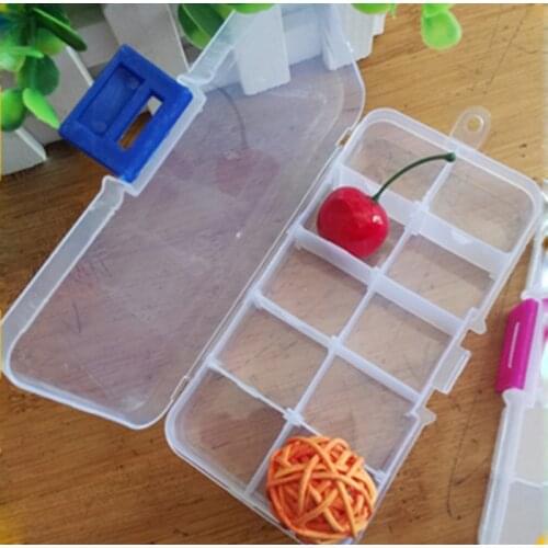 Plastic 10 Slots Storage Box Organizer Holder Adjustable Detachable Clear Compartment Jewelry Necklace Case Sundries Container S