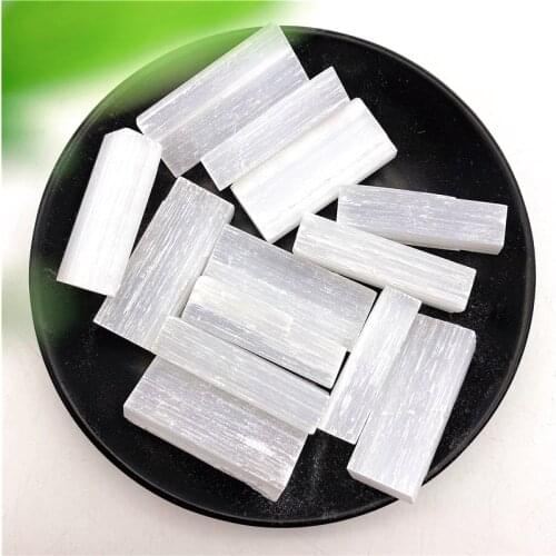 1PC Natural White Selenite Gypsum Slice Rectangle Shape Quartz Rough Mineral Reiki Specimen Point Healing Stone Home Decor Gift