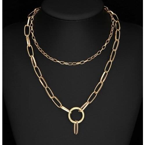 Simple double-layer new pendant necklace punk metal chain pendant jewelry stainless steel