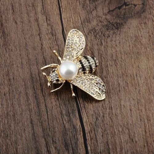 RINHOO Gold Color Imitation Pearl Rhinestone Lovely Bee Brooches Insect Brooch Pins Jewelry Accessories Gifts For Best Friends