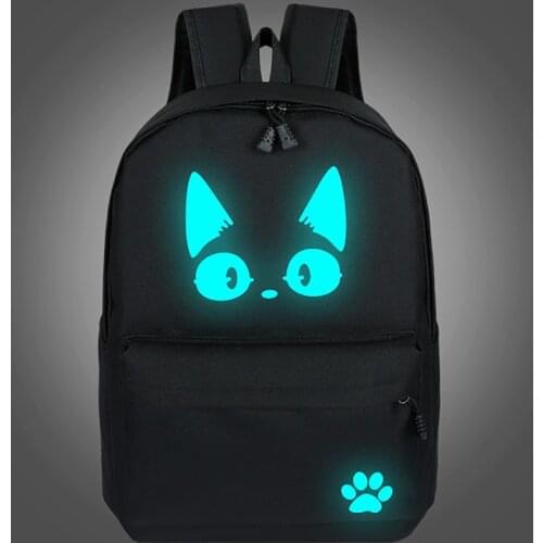 Kikis Delivery Service Bag For Teenage Boy Girls Luminous Cartoon Schoolbag Bag For Teenagers Student Cat Backpack to School