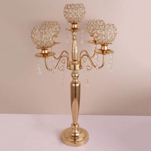Wedding decoration crystal candelabras tea light metal candle holder 75cm wedding decoration festival party birthday centerpiece