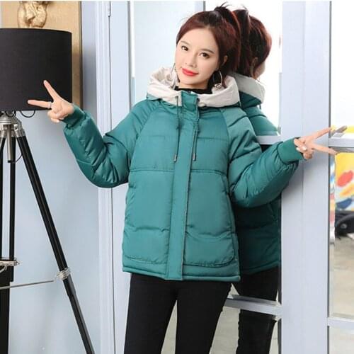 Loose Casual Cotton Coat Short Womens 2020 Fashion Warm Korean Bread Clothing Padded Coat Hooded Outwear Female Parkas Long Q67