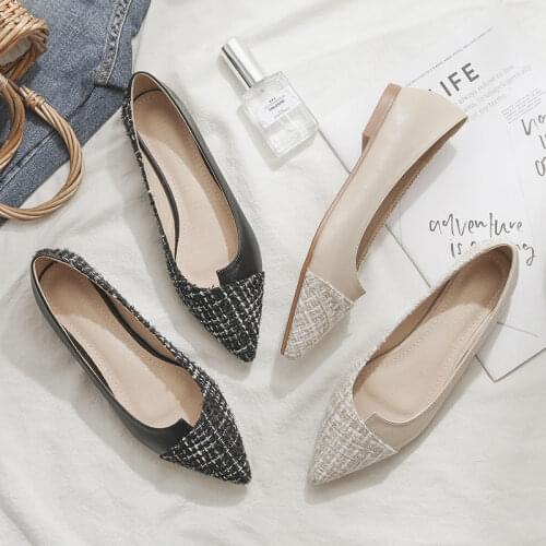 Women Flats Mixed Colors Split Joint Size 31-45 Plus Large Size Lady Flat Heel Shoes Pointed Toe Slip on Moccasins Office Lady