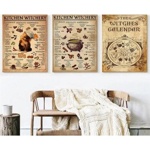 Witches Magic Knowledge Art Painting Gifts Kitchen Witchery Funny Posters and Prints Decoration Canvas Wall Pictures Home Decor