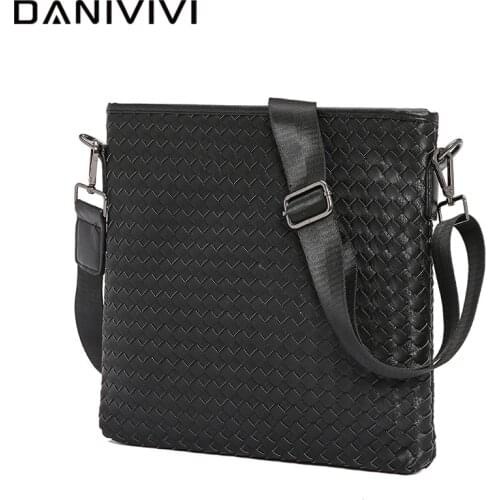 High Quality Leather Mens Handbag Handmade Woven Purses Designer Shoulder Messenger Bag Men Fashion Satchel Crossbody Bag Sac