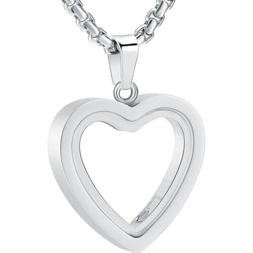 JJ001 Heart Shaped Glass Cremation Jewelry Hold Human/Pet Ashes Keepsake Memorial Urn Necklace Pendant For Women Men