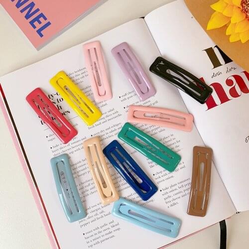 10PC/set Square Hairpin Scrub Matte Hair Clip Colorful Bow Barrettes Geometric Fluffy Hair Clip Hollow Barrette Hair Accessories