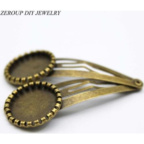 ZEROUP 18mm 10pcs Copper Hair Clips Antique Bronze Brass Plated Hairpin Cameo Glass Cabochons Base Supplies for Jewelry HC-006