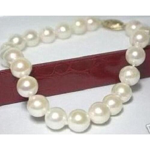 Charming natural freshwater culturted white pearl 8-9mm nearround beads bracelet bangle for women charms jewelry 7.5inch BV02