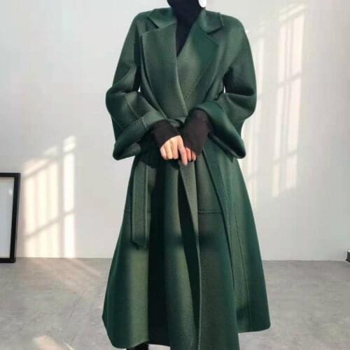 Elegant 100% Wool Coat Female Long Vintage Woolen Jacket Women Korean Fashion Ladies Blend Coats Manteau Femme Hiver 2020 056