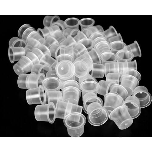 100 PCS 15MM Disposable Tattoo Ink Cup Pigments Cups Caps Permanent Makeup Pigment Clear Holder Container Cap Tattoo Accessory