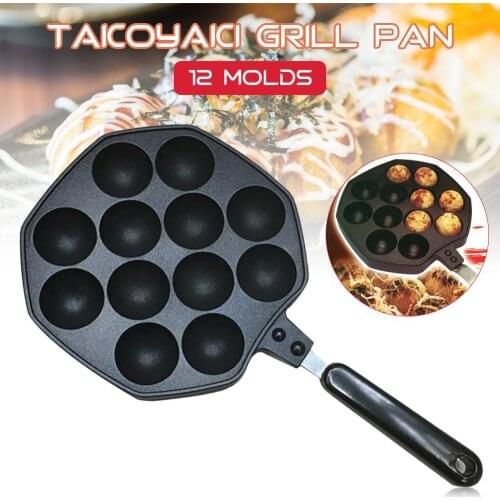 12 Cavities Aluminum Alloy Takoyaki Pan Takoyaki Maker Octopus Small Balls Baking Pan Home Cooking Tools for Octopus Balls