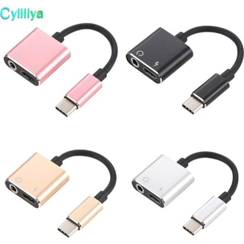 10pcs Type C Aux Audio Cable Adapter USB Type C to 3.5mm Headphone Jack 2 in 1 Charger Adapter For Type C Smartphones