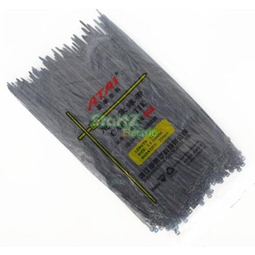 250PCS 5X350mm ( 13.8'' Inch) Black Self Lock Plastic Nylon Cable Ties Zip Wire
