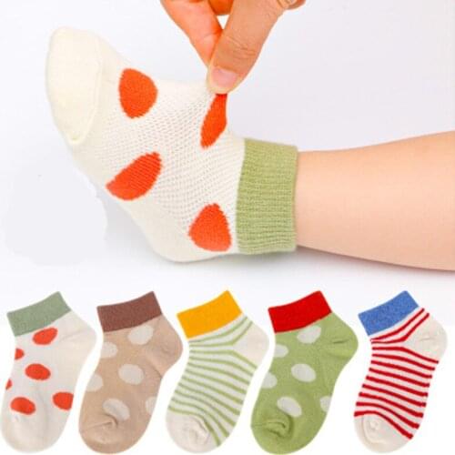 5Pairs/lot 0-2Y Cute Lovely Short Baby Socks Red Heart for Girls Cotton Mesh Cute Newborn Boy Toddler White Sock