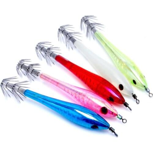 5Pcs/set 10cm Luminous Squid Hook Cuttlefish Fishing Hard Lure Tackle Jigging Baits