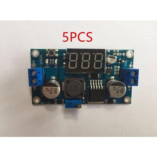 5PCS LM2596 BUCK 3A DC-DC Voltage Adjustable Step-Down Power Module + Blue LED Voltmeter