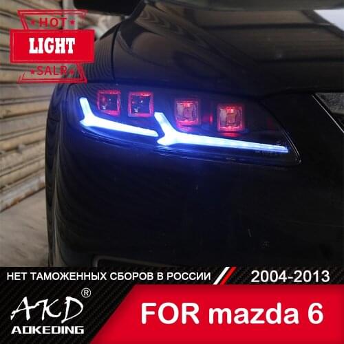 For Car mazda 6 Head Lamp 2004-2012 Mazda6 Car Accessory Fog Light Day Running Light DRL H7 LED Bi Xenon Bulb mazda 6 Headlights