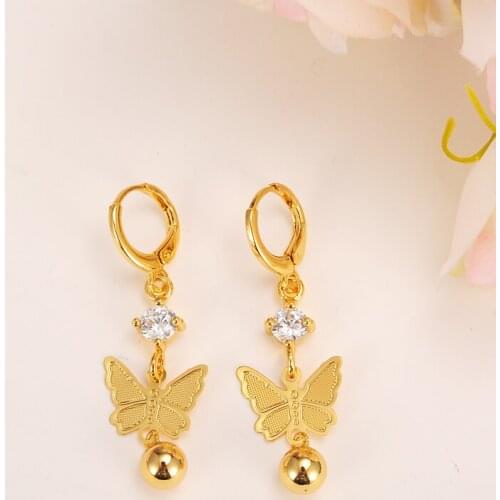 Bangrui Brand Luxury Butterfly Charm Earring Cubic Zirconia Fashion Gold Color For Women&Girl Jewelry Gift