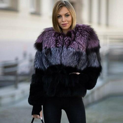 BFFUR 2021 New Genuine Fox Fur Jackets Winter Fashion Whole Skin Real Silver Fox Fur Coat Winter Fashion Fur Overcoats Woman