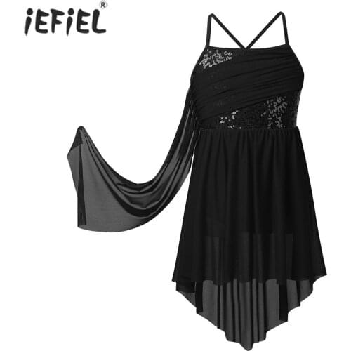 Shiny Sequins Girls Dress Summer Fashion Dance Dress for Kids Lyrical Modern Contemporary Casual Spaghetti Shoulder Straps Dress