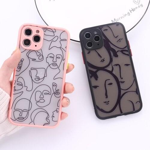 Simple Abstract Geometric Line Case for iPhone 12 11 Pro Max 12 Mini X XS Max XR 8 7 6 6s Plus Hard Matte Back Cover