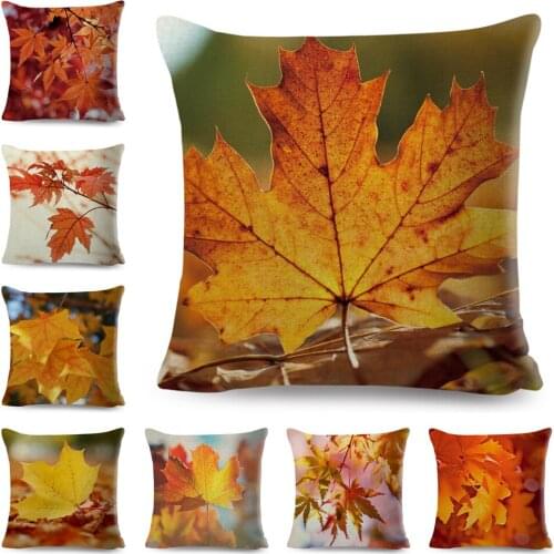 Canada Maple Leaf Cushion Cover Polyester Pillow Case for Sofa Home Car Decor Plant Scenery Throw Pillowcase 45*45cm