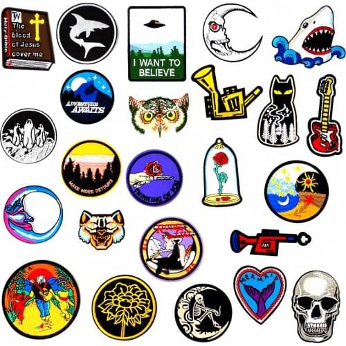 Owl Cat Guitar DIY Clothes Badge Embroidery Patch Applique Iron On Clothing Sewing Supplies Decorative Patches