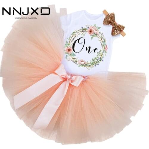 Baby Girl Clothes 1 Year Birthday Princess First Birthday Girl Party Tutu Dress Newborn Christening Baptism Outfits Costume 12M