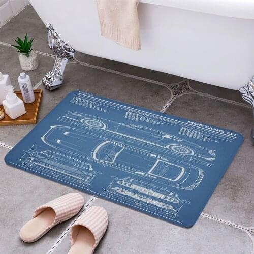 Ford Mustang GT 2018 2020 Carpet Areas Rug Non-slip Floor Mat Rug 3D Printing Living Room Bedroom Door Mat Home Decoration