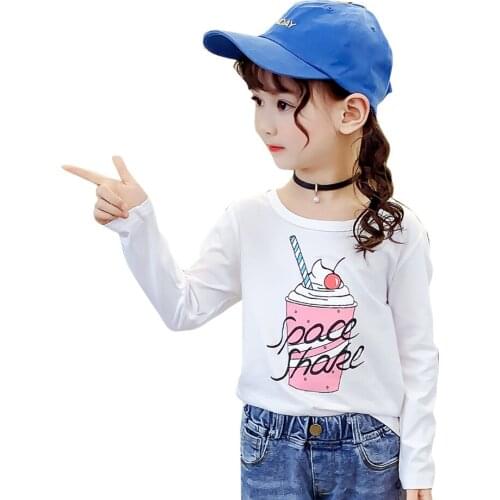 T-shirts For Girls Letter Pattern T-shirts Girls Casual Style Kids Tshirt Spring Autumn Childrens Clothing Girl 6 8 10 12 14