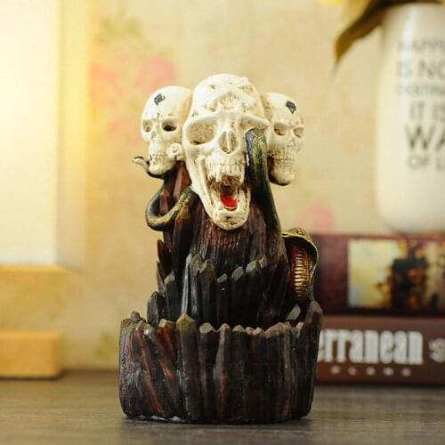Skull Backflow Incense Burner Resin Rockery Waterfall Aromatherapy Burner Meditation Room Yoga Room Home Furnishing Decoration