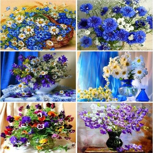 HUACAN DIY Painting By Numbers Flower Drawing On Canvas Pictures By Number Flowers Hand Painted Paintings Home Decoration