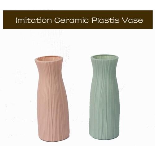 Ceramic Look Plastic Vase for Flower Arrangement Modern Decorative Unbreakable Flower Vase for Home Decor Living Room Table