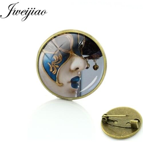 JWEIJIAO Classic Venetian Masquerade Masks Brooches Badge For Woman Man Dress Mask Pins Masque Party Jewelry MK12